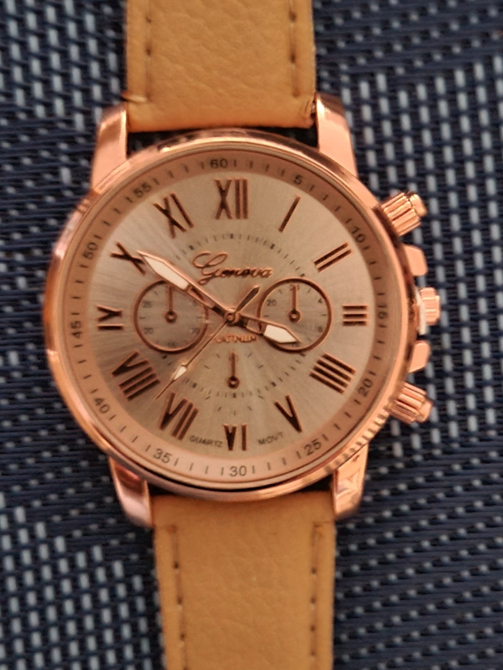 Geneva Rose Gold Watch with Tan Strap